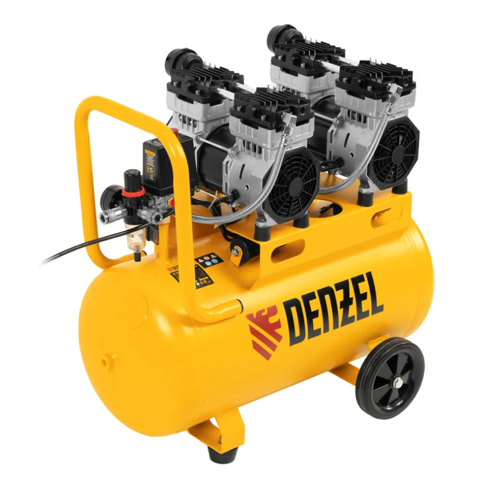 картинка - Компрессор поршневой DLS1500/50 безмасляный (220 В, 50 л), DENZEL