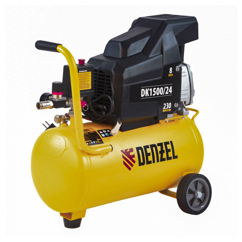 картинка - Компрессор поршневой DK1500/24 Х-PRO, масл. (220 В, 24 л), DENZEL